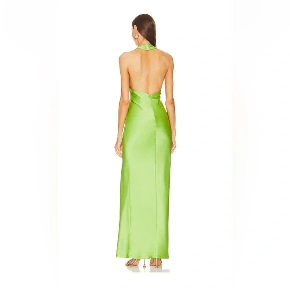 Khanums X Revolve Halter Gown With Slit Pear Green Crystal Long L NWT -  www.joarbit.com